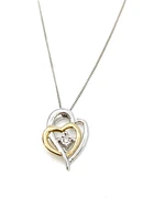 10K White & Yellow Gold 0.15cttw Diamond Heart Pendant, 18"