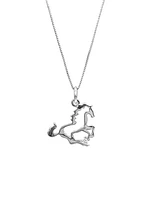 Sterling Silver 0.02cttw Canadian Diamond Horse Pendant, 18"
