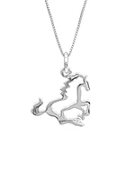 Sterling Silver 0.02cttw Canadian Diamond Horse Pendant, 18"