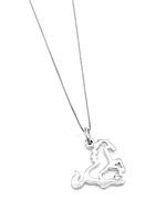 Sterling Silver 0.02cttw Canadian Diamond Horse Pendant, 18"