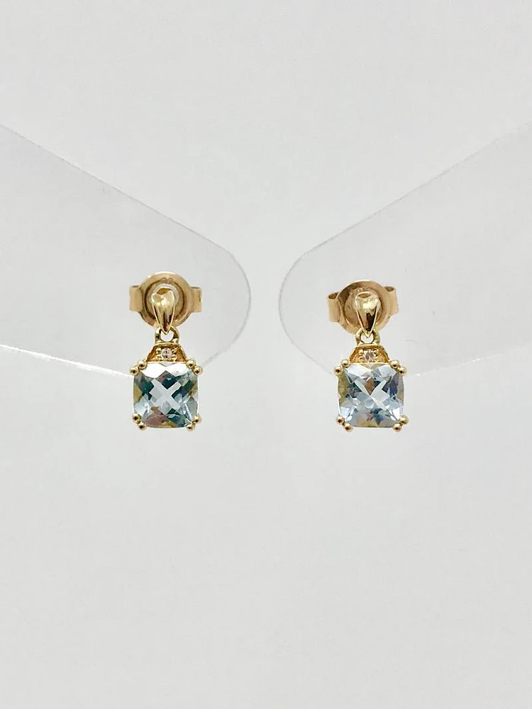 AQUAMARINE AND DIAMOND EARRINGS