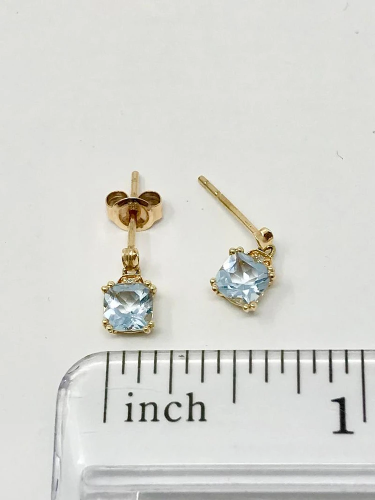 AQUAMARINE AND DIAMOND EARRINGS