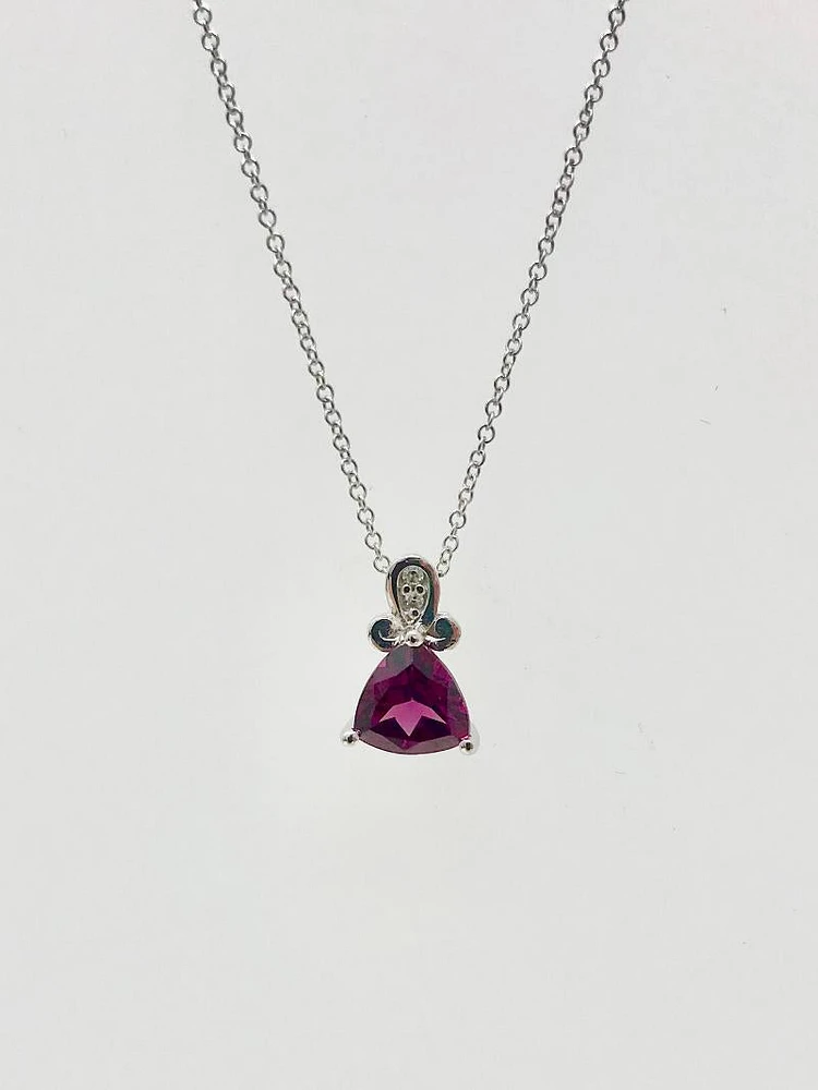 Rhodalite Garnet and Diamond Pendant