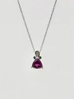 Rhodalite Garnet and Diamond Pendant