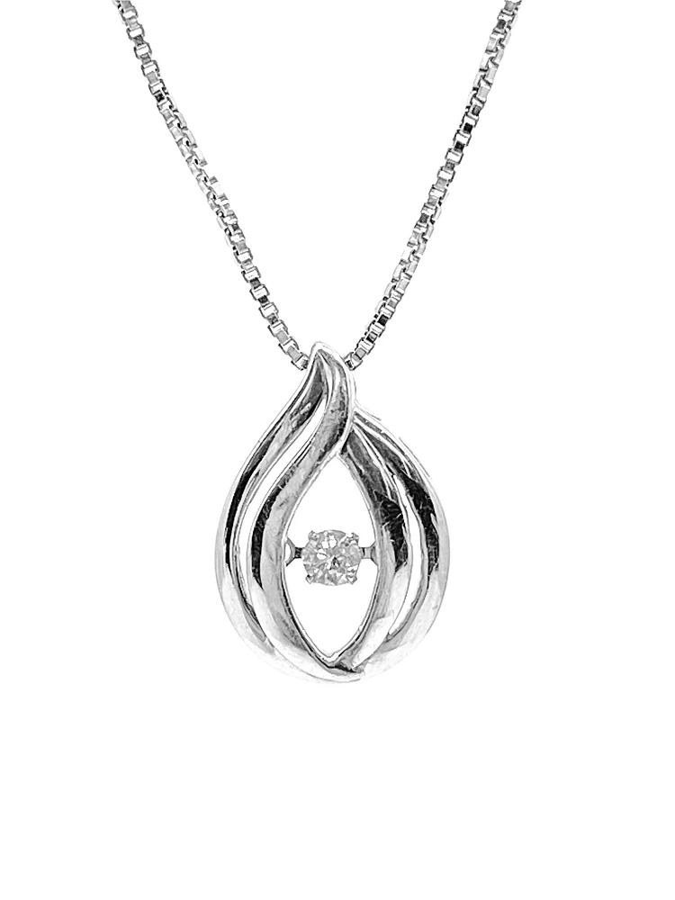 Sterling Silver 0.065cttw Canadian Diamond Necklace, 18"