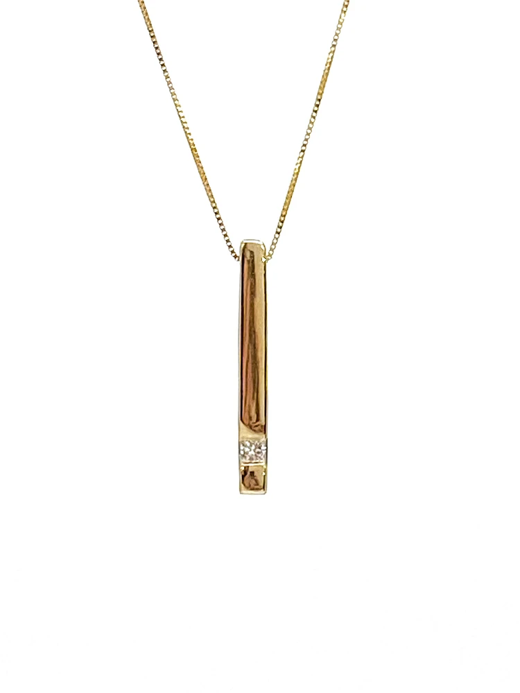 10K Yellow Gold 0.072cttw Diamond Pendant, 18"