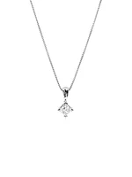 10K White Gold 0.123cttw Princess Cut Canadian Diamond Pendant, 18"