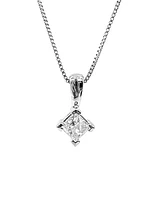 10K White Gold 0.123cttw Princess Cut Canadian Diamond Pendant, 18"