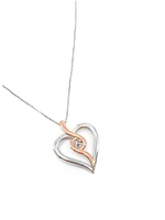 10K Rose Gold and Sterling Silver 0.12cttw Canadian Diamond Heart Necklace, 18"