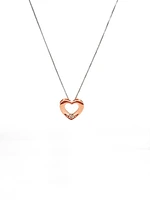 10K White & Rose Gold 0.036cttw Canadian Diamond Heart Pendant, 18"