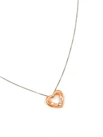 10K White & Rose Gold 0.036cttw Canadian Diamond Heart Pendant, 18"
