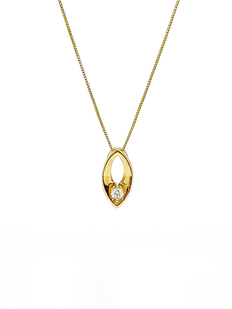 10K Yellow Gold 0.066cttw Canadian Diamond Necklace, 18"
