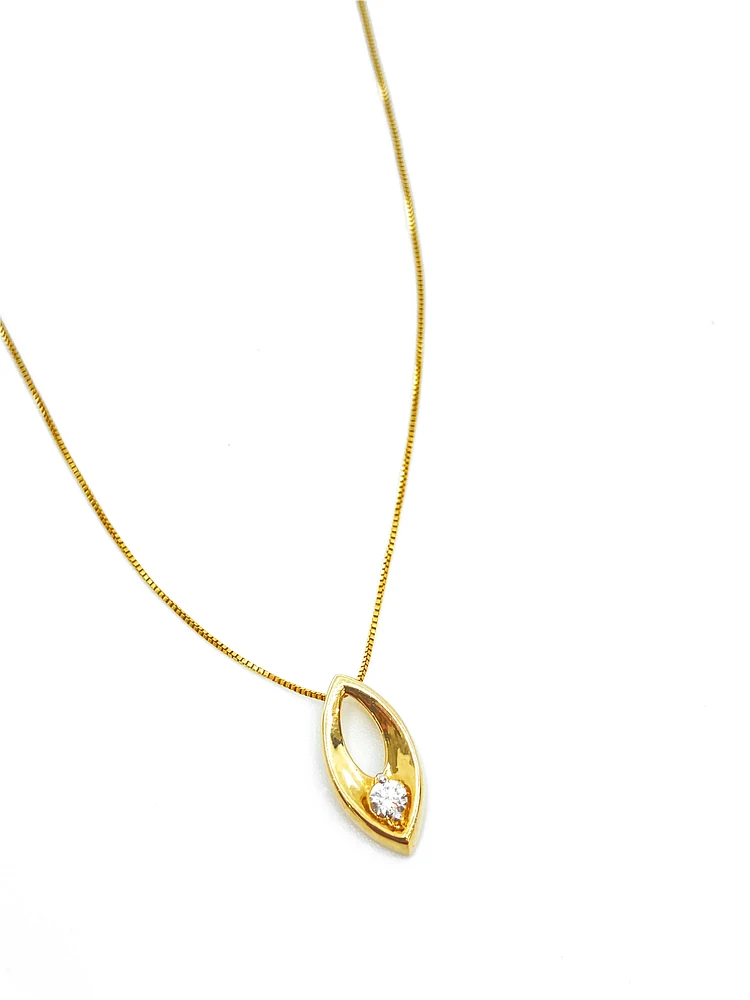 10K Yellow Gold 0.066cttw Canadian Diamond Necklace, 18"