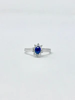 14K White Gold 0.40cttw Sapphire and 0.16cttw Diamond Ring, size 6