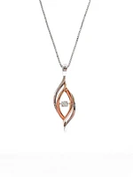 Sterling Silver and 10K Rose Gold 0.125cttw Diamond Pendant, 18"