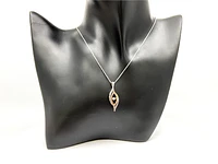 Sterling Silver and 10K Rose Gold 0.125cttw Diamond Pendant, 18"