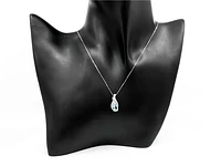 10K White Gold 1.40cttw Blue Topaz & 0.10cttw Diamond Pendant, 18"