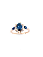 10K Rose Gold 1.50cttw Genuine Sapphire & 0.30cttw Diamonds Ring, size 6.5