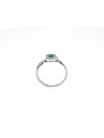 10K White Gold 0.30cttw Genuine Emerald and 0.07cttw Diamond Ring, 6.5