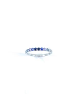 10K White Gold Genuine 2mm White Zircon, Aquamarine, Blue Zircon, Blue Topaz, Tanzanite, Ceylon Sapphire and Sapphire Gemstone Ring, size 6.5