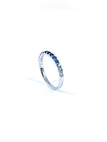 10K White Gold Genuine 2mm White Zircon, Aquamarine, Blue Zircon, Blue Topaz, Tanzanite, Ceylon Sapphire and Sapphire Gemstone Ring, size 6.5