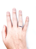 10K White Gold Genuine 2mm White Zircon, Aquamarine, Blue Zircon, Blue Topaz, Tanzanite, Ceylon Sapphire and Sapphire Gemstone Ring, size 6.5