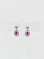 10K White Gold Ruby and Diamond Earrings
