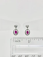 10K White Gold Ruby and Diamond Earrings