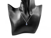 10K White Gold 0.60cttw Genuine Blue Sapphire and 0.09cttw Diamond Necklace, 18"