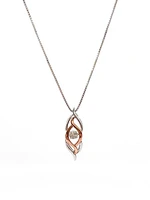 Sterling Silver and 10K Rose Gold 0.231cttw Diamond Pendant, 18"
