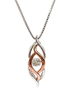 Sterling Silver and 10K Rose Gold 0.231cttw Diamond Pendant, 18"