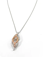 Sterling Silver and 10K Rose Gold 0.231cttw Diamond Pendant, 18"