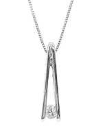 10K White Gold 0.086cttw Canadian Diamond Necklace, 18"