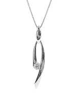 10K White Gold 0.12cttw Canadian Diamond Necklace, 18"