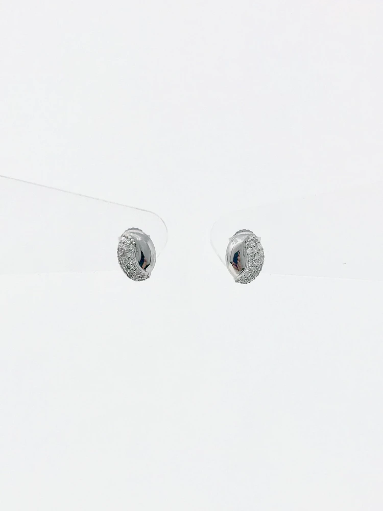 10K White Gold 0.28cttw Pave Diamond Stud Earrings
