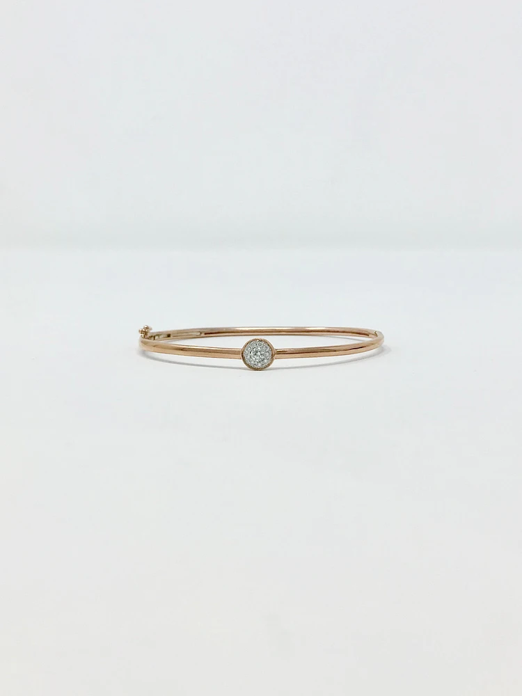 10K Rose Gold 0.25cttw Diamond Bangle, 7"