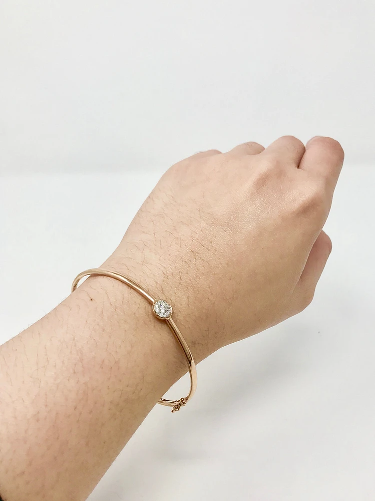10K Rose Gold 0.25cttw Diamond Bangle, 7"
