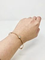 10K Rose Gold 0.25cttw Diamond Bangle, 7"