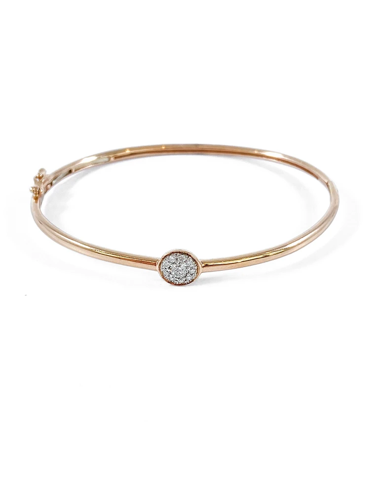 10K Rose Gold 0.25cttw Diamond Bangle, 7"