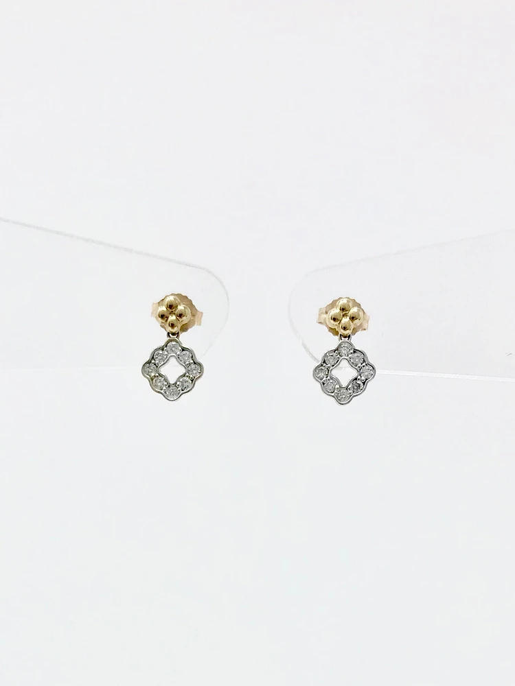 10K White & Yellow Gold 0.25cttw Diamond Stud/Dangle/Drop Earrings