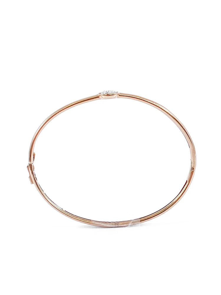 10K Rose Gold 0.25cttw Diamond Bangle, 7"
