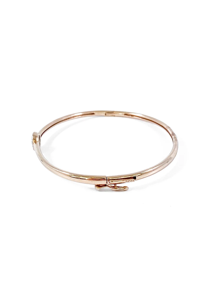 10K Rose Gold 0.25cttw Diamond Bangle, 7"