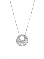 10K White Gold 0.50cttw Diamond Pendant with Box Chain - 18 Inches