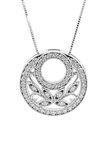 10K White Gold 0.50cttw Diamond Pendant with Box Chain - 18 Inches