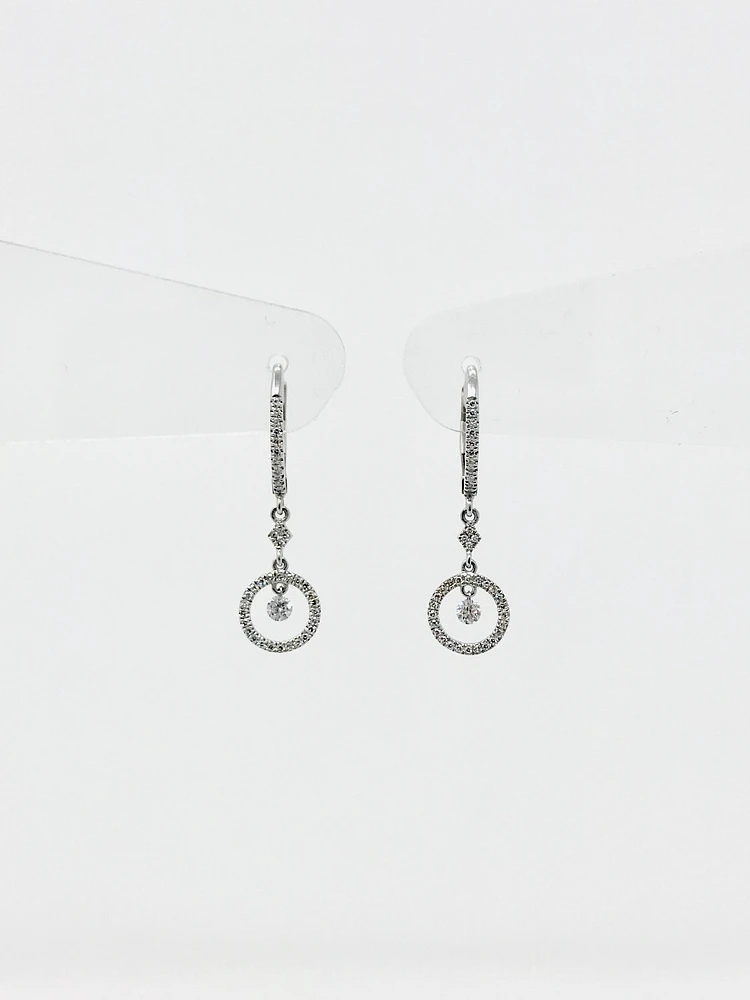 14K White Gold 0.29cttw Diamond Dangle / Drop / Chandelier Earrings