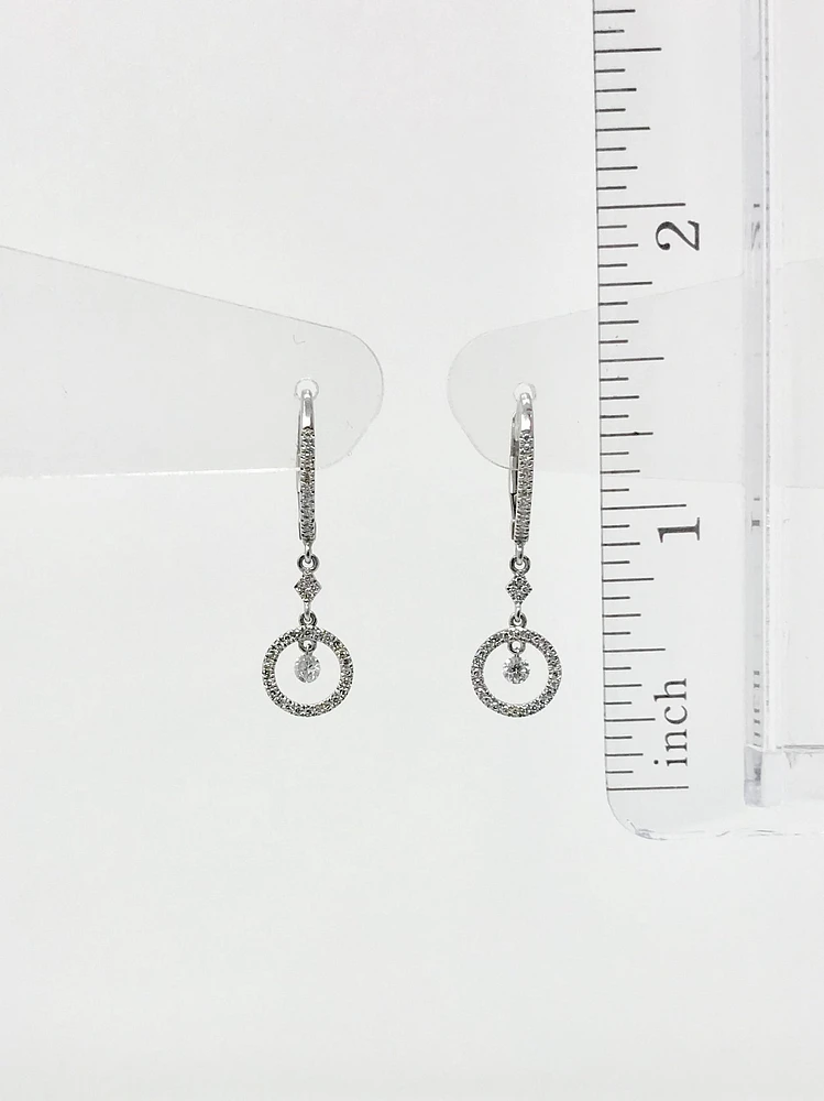 14K White Gold 0.29cttw Diamond Dangle / Drop / Chandelier Earrings