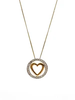 10K White and Yellow Gold 0.20cttw Diamond Heart Pendant, 18"