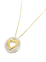 10K White and Yellow Gold 0.20cttw Diamond Heart Pendant, 18"