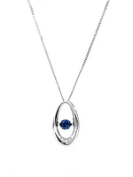 10K White Gold 0.12cttw Genuine Sapphire & 0.013cttw Diamond Pendant, 18"