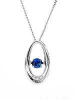 10K White Gold 0.12cttw Genuine Sapphire & 0.013cttw Diamond Pendant, 18"